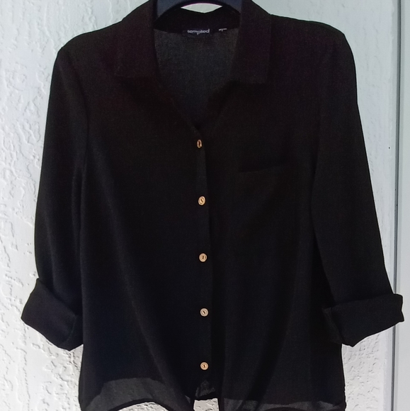 Tempted Tops - Black Shirt With Buttons Size L